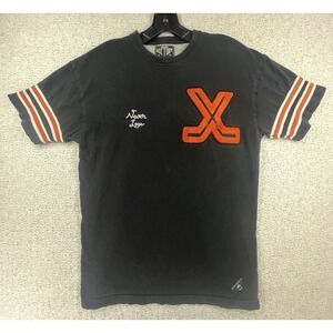 10.Deep T Shirt Mens S VCTRY 10 Hockey Jersey Chenille Patch Black Orange EUC